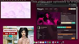 temresa gwiazdunia dances sexy in crossdressing webcam show, stripping and teasing with music