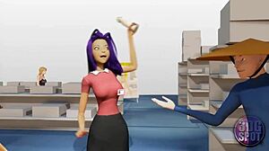 Two busty lesbians boldly try double dildo in public store, uncensored fun