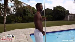 Pool Boy Leaves Brazilian Milf Sticky With Cum