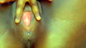 Teen in lingerie masturbates her cameltoe pussy