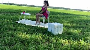 Blonde teen amateur rides cock in cowgirl position backstage, getting hardcore fucked by skinny guy in backroom