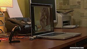 mia magma performs live sex, masturbating to orgasm with big cock