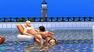 jade rosa feels intense passion in the pool during sims 4 hentai scene