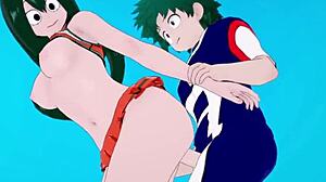 Tsuyu Asui and Kyoka Jiro get intense with Izuku Midoriya in this My Hero Academia hentai.