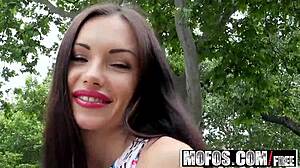 russian brunette sasha rose picked up outdoors