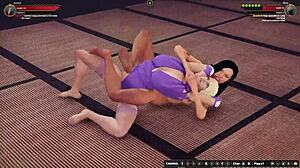 I face Aurora in a naked wrestling match with intense tribbing