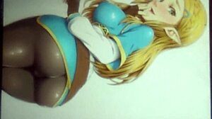Anime cum tribute to princess zelda in latex