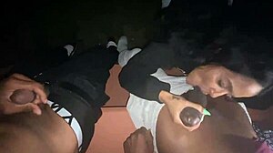 Yolanda Yamz sucks two dicks at the park with monster cocks