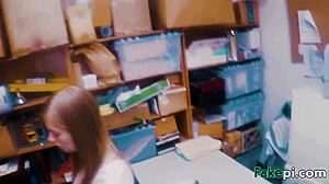 doll looking teen 18+ bareback table fucked by fake shop manager