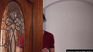 milf enjoys cum on tits from young guy