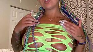 Cum with me, wanna jerk off to my big Latina tits and dildo?