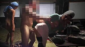 Damn, thin teen 18+ in glasses gets wild morning bathroom sex!