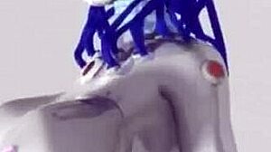 Horny brunette in 3D cartoon deepthroats big cock!