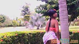 tobie teen 18+ teases and fingers her tight pussy solo outdoors.