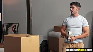 Hot movers in a wild threesome bang their client bareback.