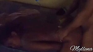 Amateur brunette couple in sensual reality sex