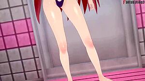rias gremory hints at sex in the bathroom wearing bikini