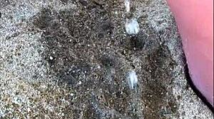 my wife takes long pee on african beach