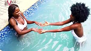 girlfriend goddessjhay enjoys oral in pool and shower, reaches orgasm.