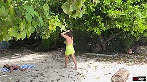 voyeur pervert jerks off busty milf and her stepdaughtr and cums on their faces while they sunbath