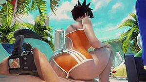 overwatch tracer riding cock on the beach