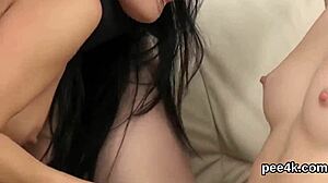 exquisite sex kitten gets her spread twat full of warm piss and ejaculates