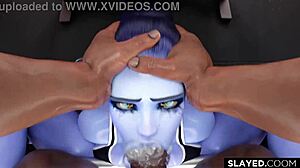 Black guy destroys Widowmaker's pussy hard