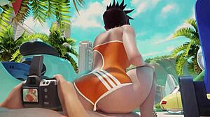 overwatch tracer riding cock on the beach