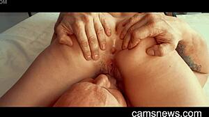 Russian whore Anna Thorne fucks with guy and redhead!