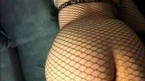 petite blonde bent over in doggystyle with big cock in stockings and heels