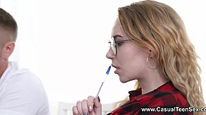 why not fuck your tutor, slutty blonde bella mur? cum in her shaved pussy now!