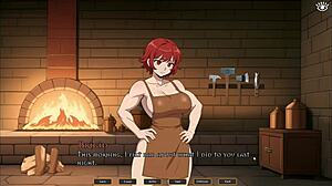 Cute tomboy in hentai game gives femdom titjob in the kitchen, contrasting her sexy side.