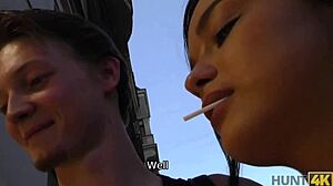 Boy watches his girl earn cash with intimate acts