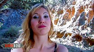 Perfect babe fucked by bodybuilder in woods