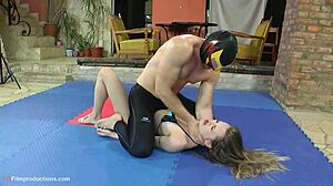 Natasha Starr faces brutal humiliation in intense maledom wrestling match