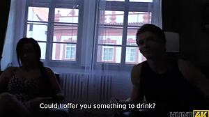 Boy watches his girl earn cash with intimate acts