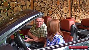 Pretty redhead Linda Sweet receives a warm facial after blowjob and masturbation