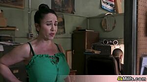 nympho french milf wife cant wait for hubby so she visits him at his shop for a quickie fuck