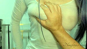 The step-sister uses her step-brother as a masturbation tool with monster cock