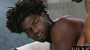 Muscular French Guy Takes Big Black Cock in Hardcore Gay Action