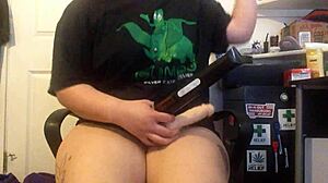 Horny BBW Brunette Masturbates With Dildo And Squirts In Solo Play