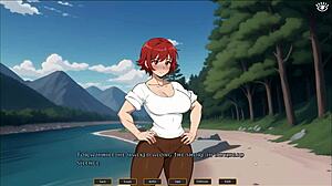 Cute tomboy in hentai game gives femdom titjob in the kitchen, contrasting her sexy side.