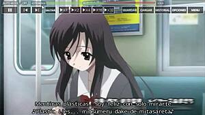 Teen 18+ girlfriends Katou and Sekai explore routes in School Days Bloody Train Part 4