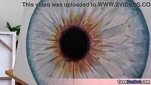 Beautiful Ebony Teen 18+ Model Tastes Painter's Charm in Session