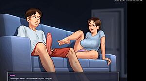 hot blowjob and footjob on cam from sexy roommate in summertime saga v018 part 2 😍