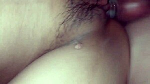 Latina girlfriend fucked hard with condom in missionary for creampie