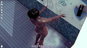 Big Tits Shine in Steamy Shower Anime Scene