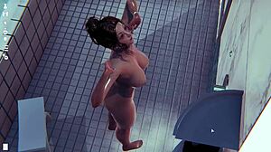 Big Tits Shine in Steamy Shower Anime Scene