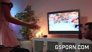 Sexy Blonde Jane Darling Fucked Hard By Three Rough Cocks