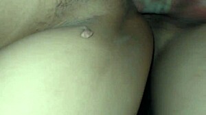 Latina girlfriend fucked hard with condom in missionary for creampie